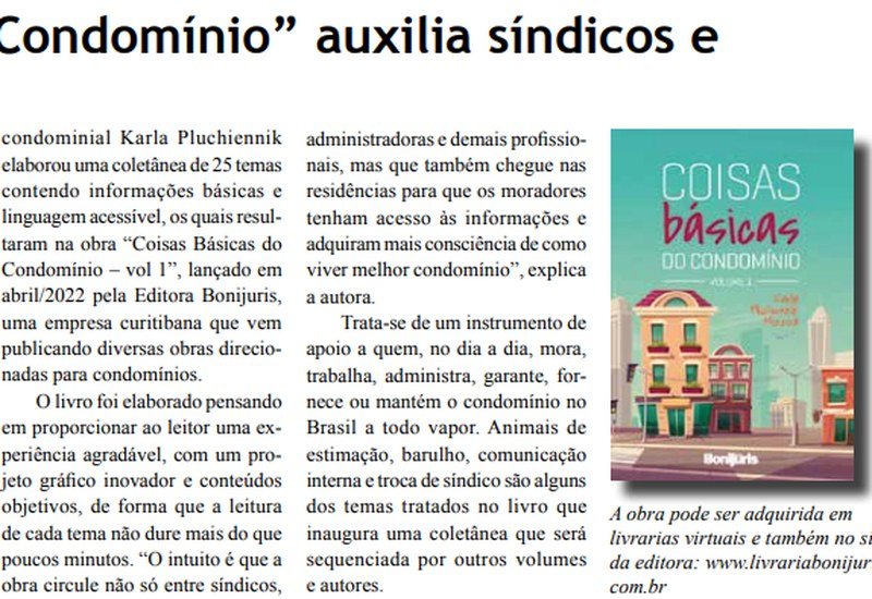 Matéria sobre Karla Pluchiennik Moreira no jornal O Morador, edição de abril de 2022